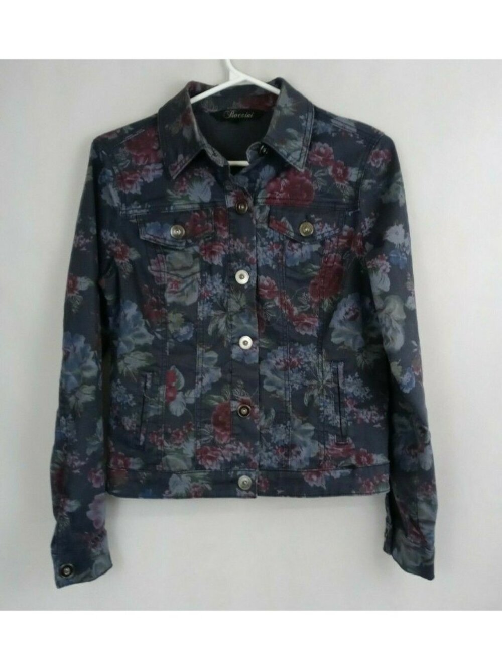 Baccini  Women's Lightweight Denim Style Floral Jacket Size Small